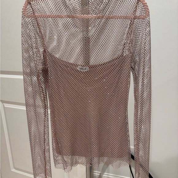 Hidden Gem Top Elegant Sheer Glitter Blouse Size Medium - Picture 3 of 4